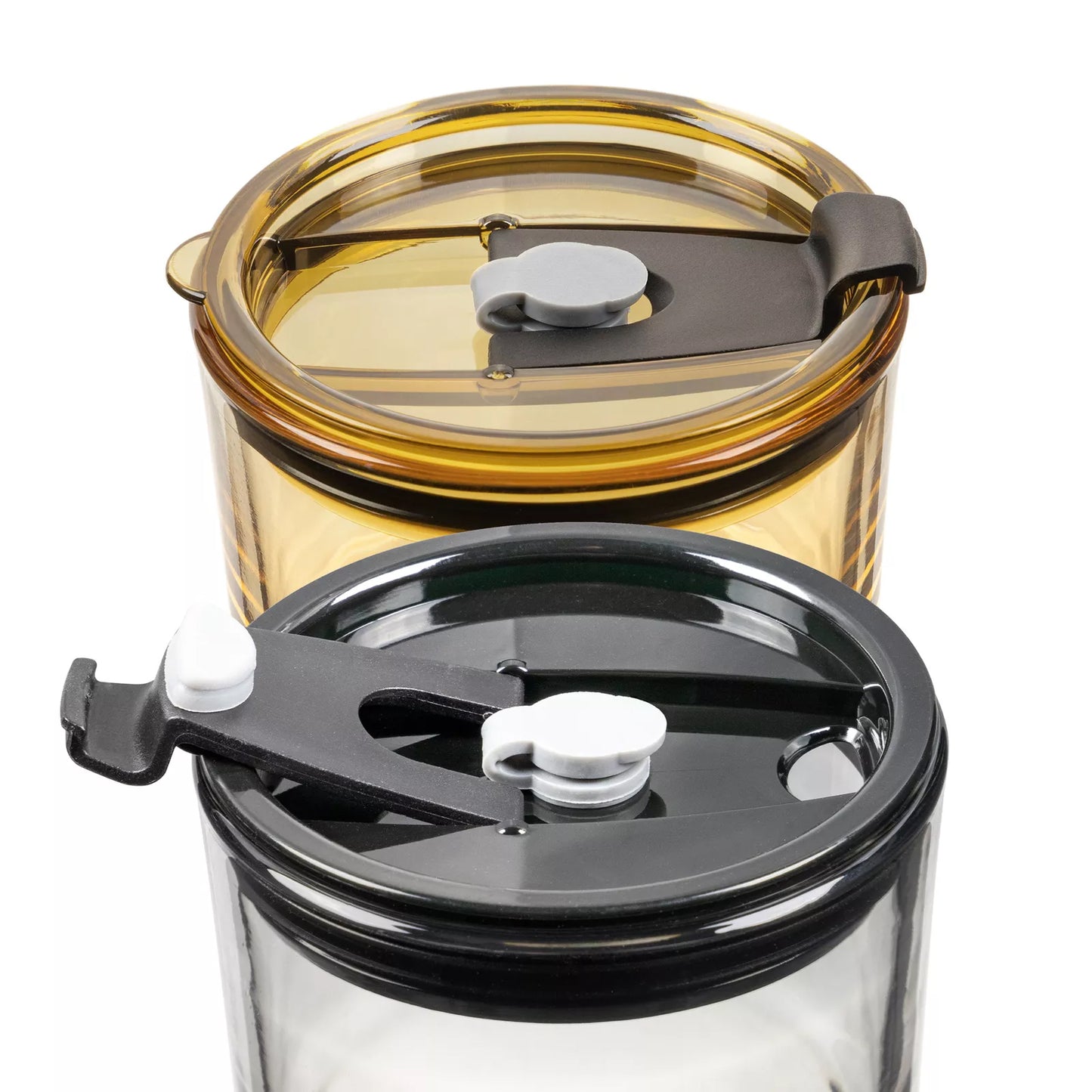 2er Set 400 ml Gläser Set | mit Glas Deckel und Strohhalm