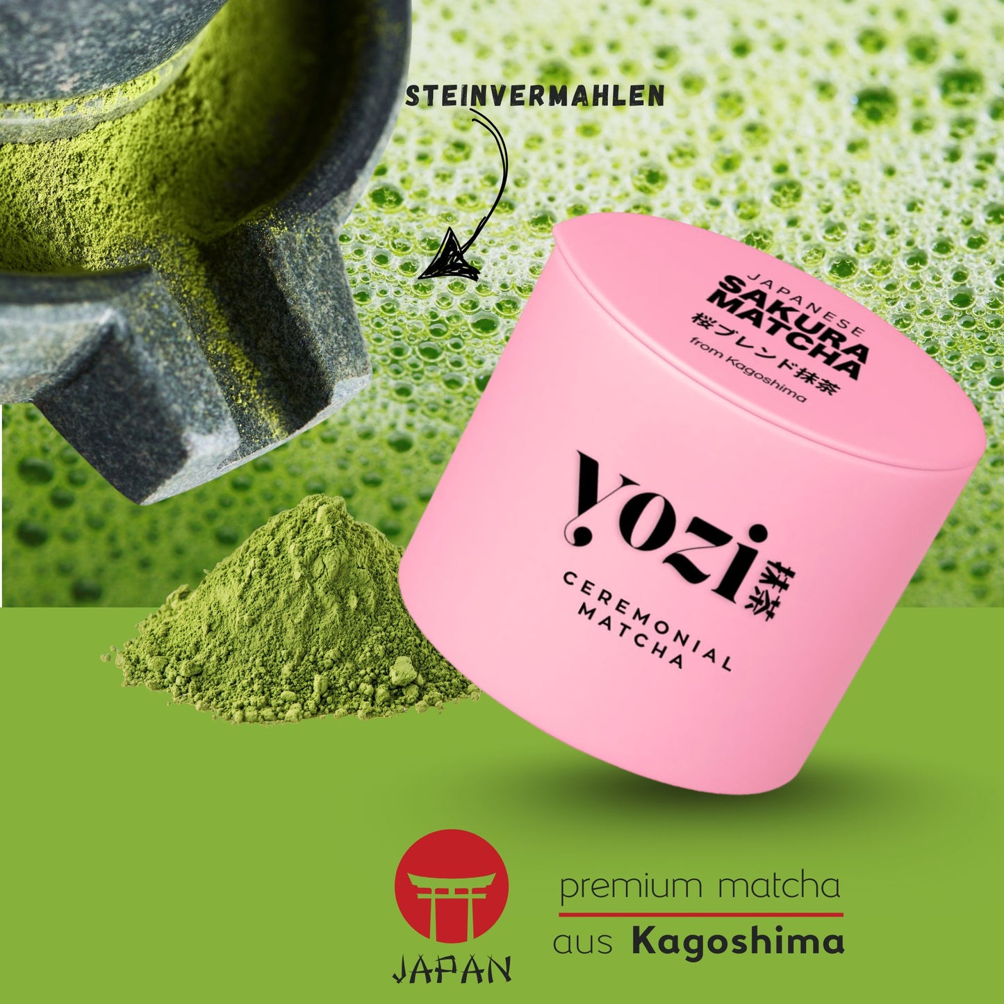 Premium Ceremonial Sakura Matcha aus Kagoshima | 30g in Dose | japanischen Kirschblüten | Pestizidfreier Matcha-Tee