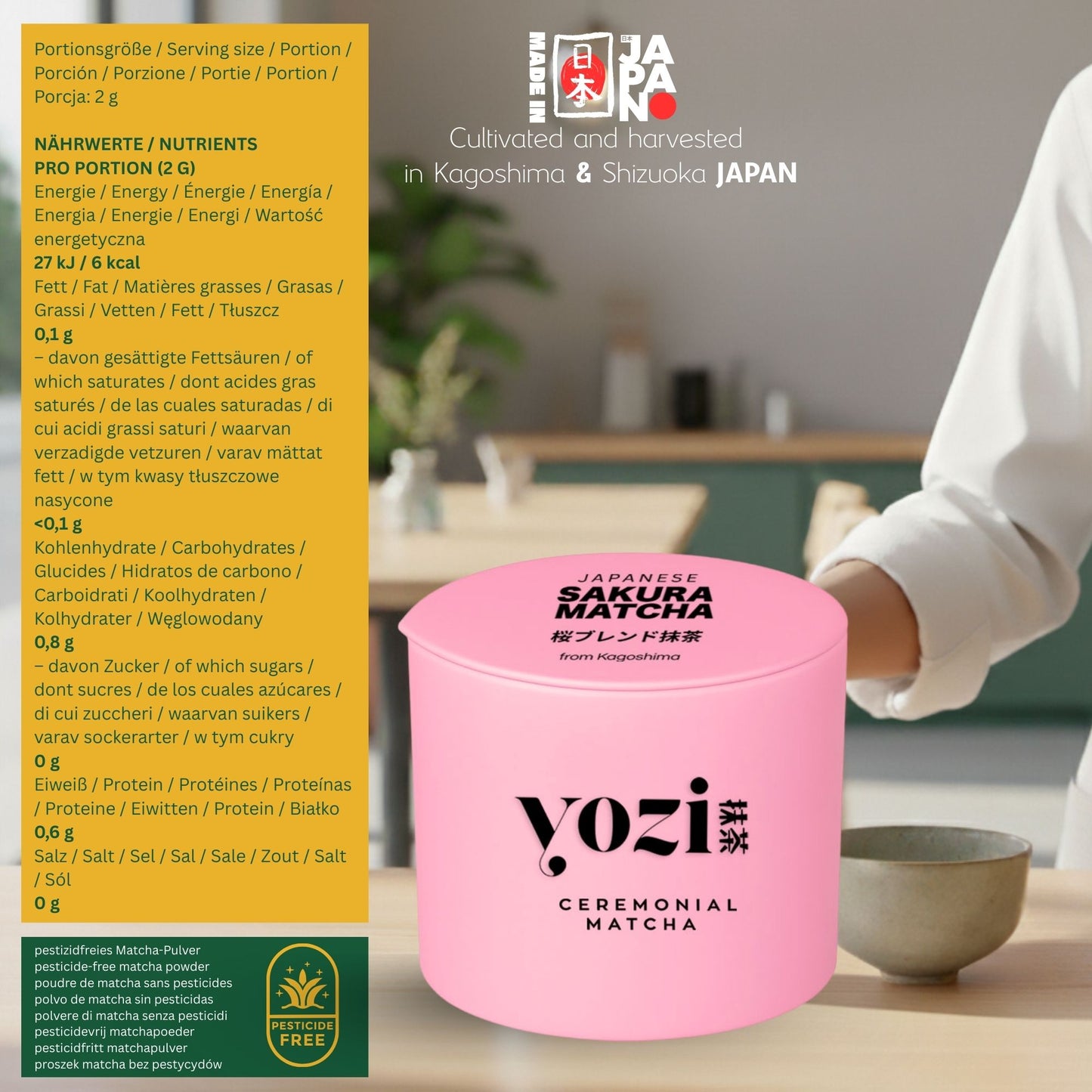 Premium Ceremonial Sakura Matcha aus Kagoshima | 30g in Dose | japanischen Kirschblüten | Pestizidfreier Matcha-Tee