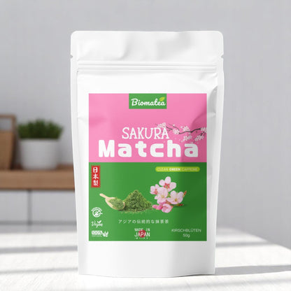 Biomatea Ceremonial Sakura Matcha, ohne Zucker, Matcha mit Kirschblüten, 50g