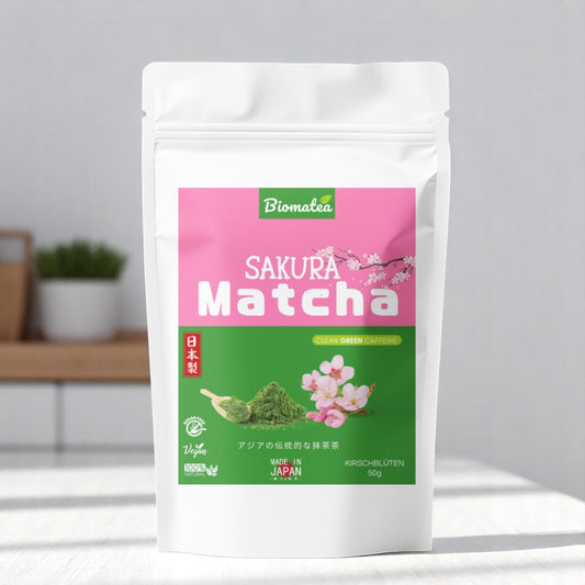 Biomatea Ceremonial Sakura Matcha, ohne Zucker, Matcha mit Kirschblüten, 50g