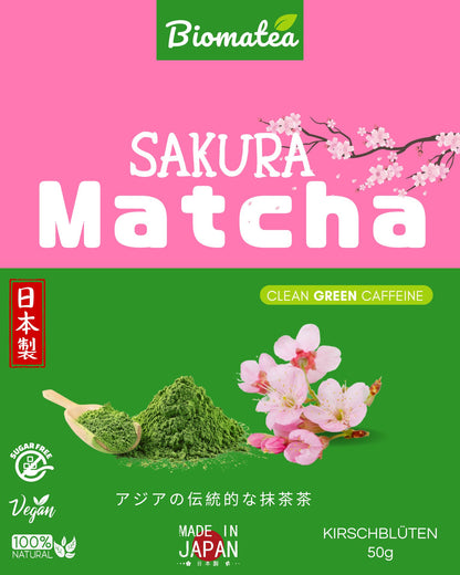 Biomatea Ceremonial Sakura Matcha, ohne Zucker, Matcha mit Kirschblüten, 50g