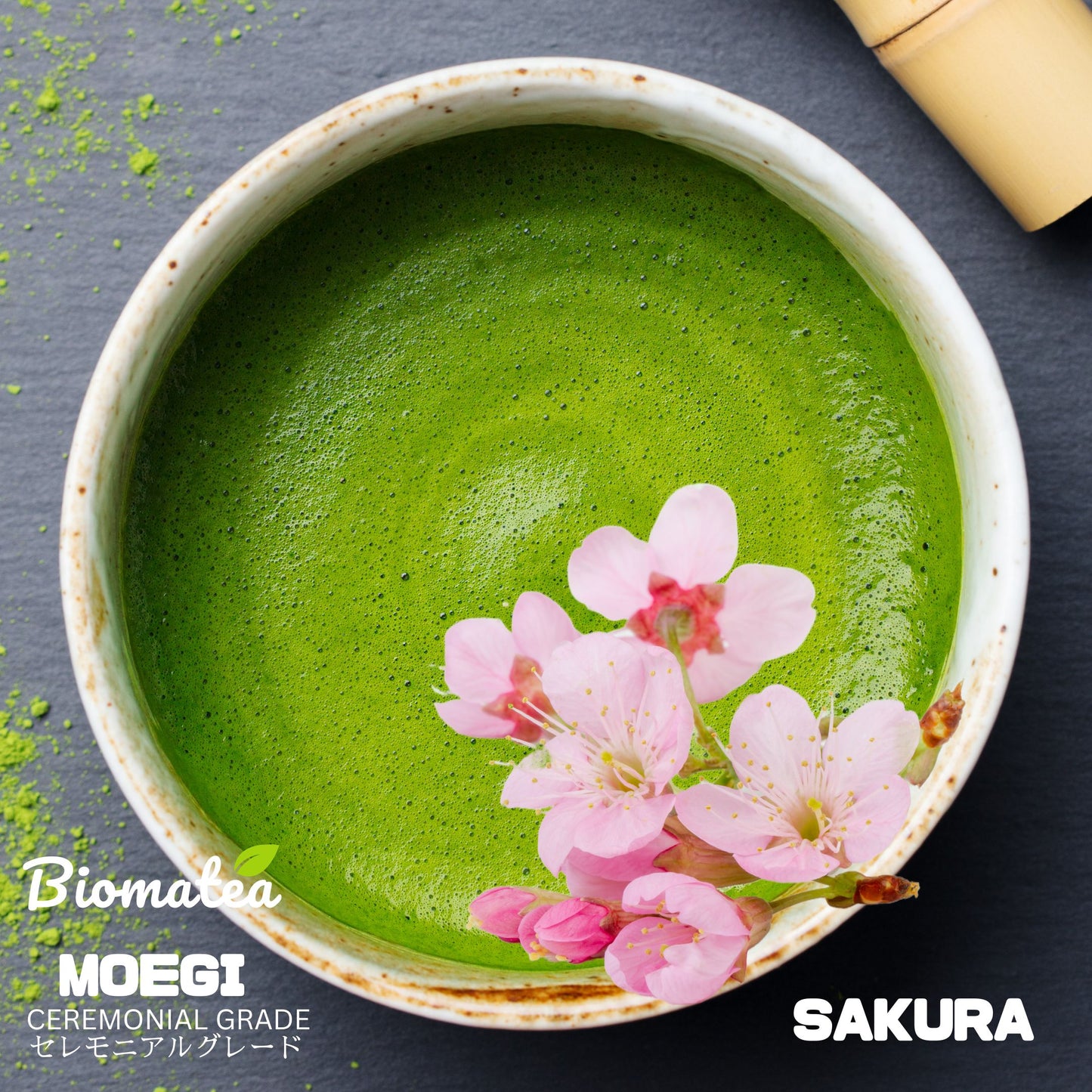 Biomatea Ceremonial Sakura Matcha, ohne Zucker, Matcha mit Kirschblüten, 50g