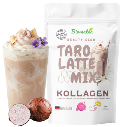 Biomatea Taro Kollagen Beauty Glow Mix – High Protein Latte für Haut & Haare, 150g