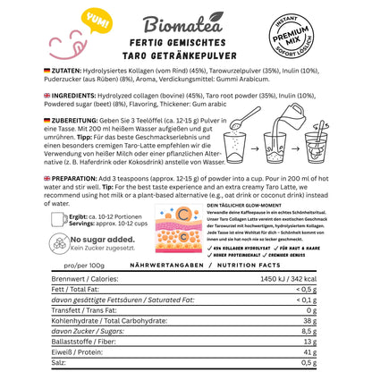 Biomatea Taro Kollagen Beauty Glow Mix – High Protein Latte für Haut & Haare, 150g