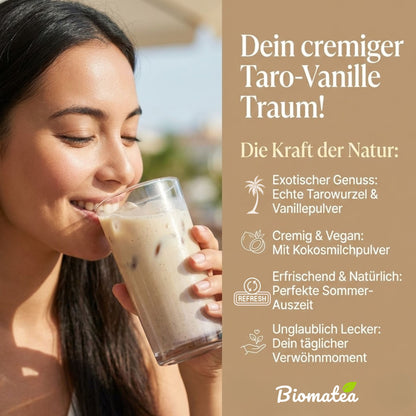 Biomatea Taro Vanilla Latte Mix – Cremiges Instant Pulver mit Kokosmilch (Vegan)