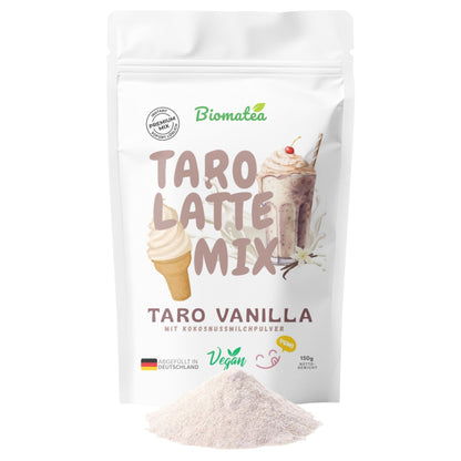 Biomatea Taro Vanilla Latte Mix – Cremiges Instant Pulver mit Kokosmilch (Vegan)