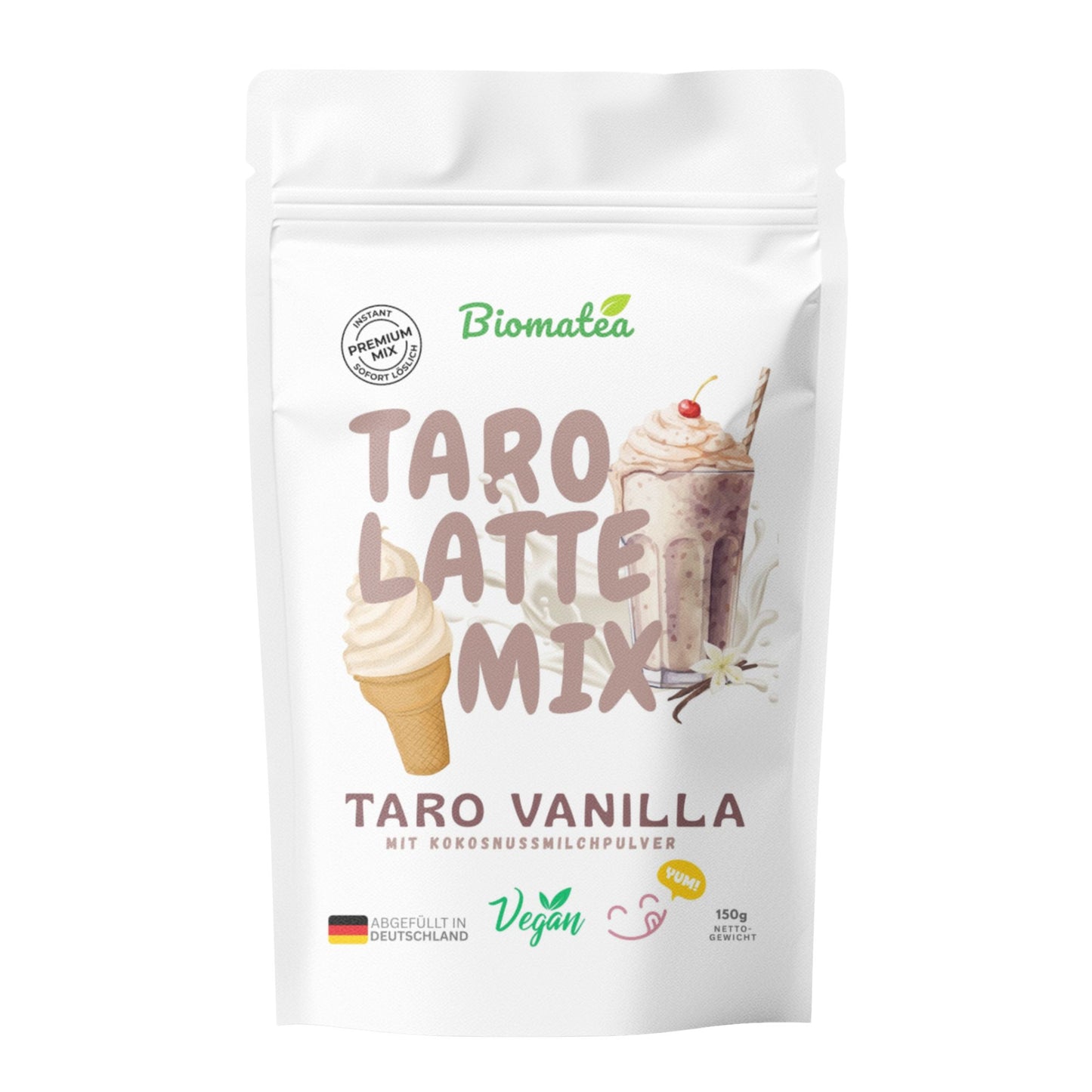Biomatea Taro Vanilla Latte Mix – Cremiges Instant Pulver mit Kokosmilch (Vegan)
