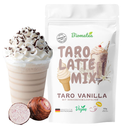 Biomatea Taro Vanilla Latte Mix – Cremiges Instant Pulver mit Kokosmilch (Vegan)