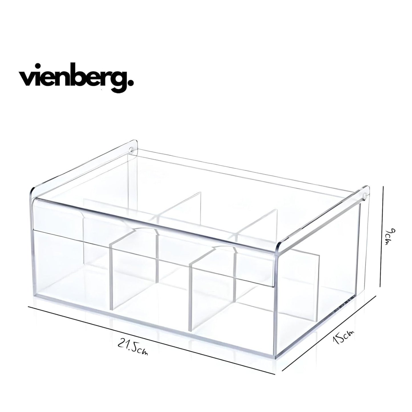 Acryl Teebox & Schmuck-Organizer – Transparente Aufbewahrungsbox mit 6 Fächern