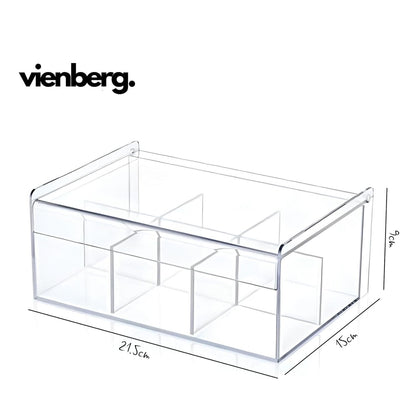 Acryl Teebox & Schmuck-Organizer – Transparente Aufbewahrungsbox mit 6 Fächern
