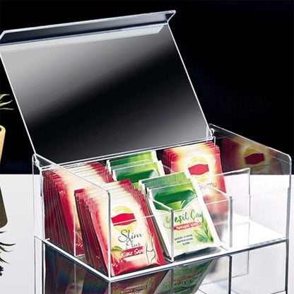 Acryl Teebox & Schmuck-Organizer – Transparente Aufbewahrungsbox mit 6 Fächern