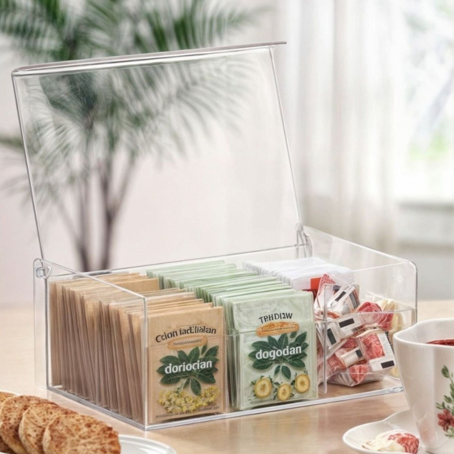 Acryl Teebox & Schmuck-Organizer – Transparente Aufbewahrungsbox mit 6 Fächern