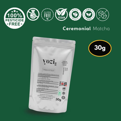 Yozi Premium ceremonial Matcha Pulver, 30g, inkl. Metall Geschenk-Etui, Pestizidfrei Matcha-Tee  aus Japan Kagoshima