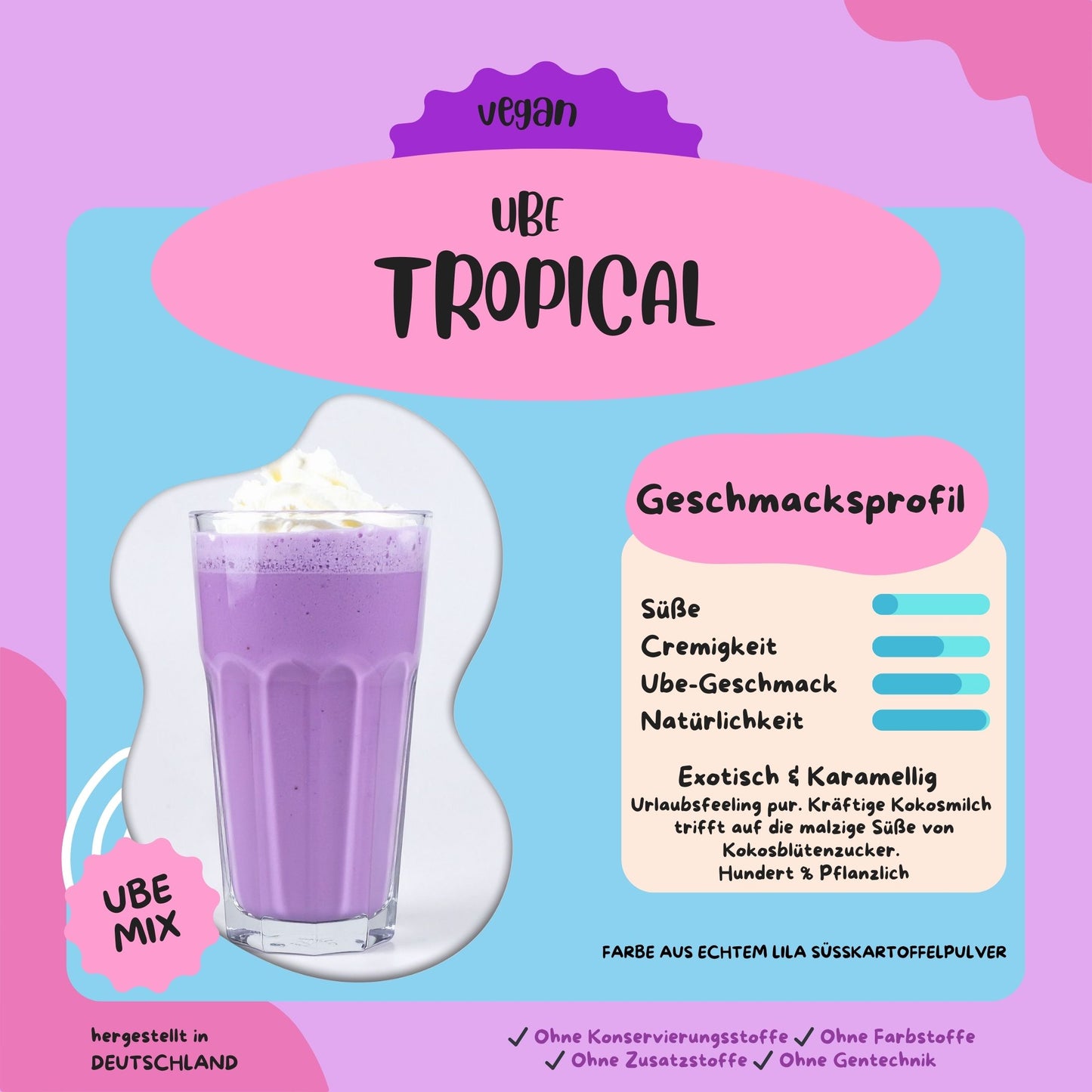 Vegan Ube Latte "Tropical" – Mit Kokosmilch & Lila Yamswurzel (Laktosefrei)