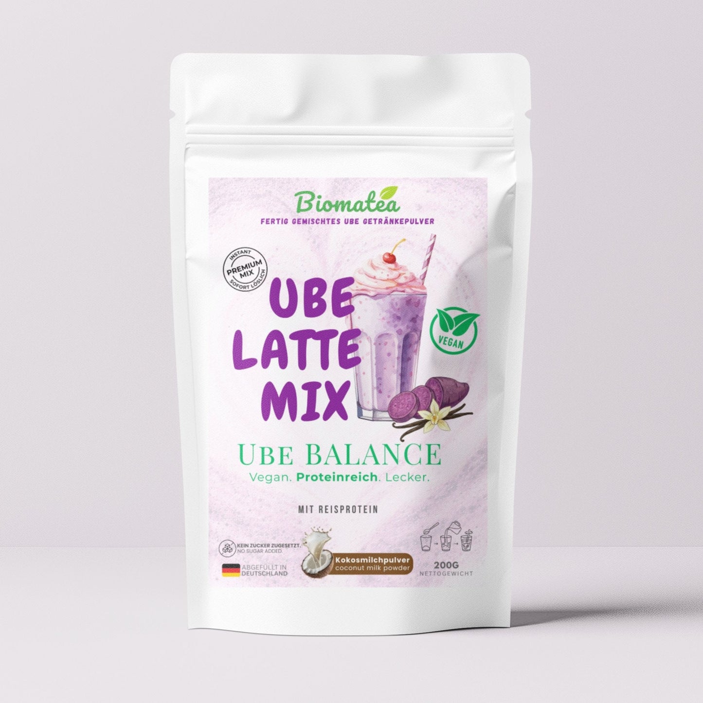 Ube Latte Mix instant "Balance" – Natural Mix (Zuckerfrei & Reisprotein) Yamswurzel Pulver