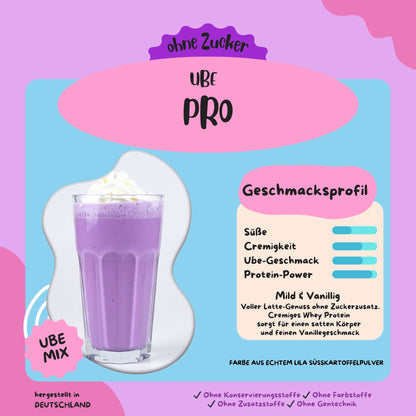 Ube Latte Mix instant "Ube Pro" Protein Latte (Whey & Ohne Zuckerzusatz) Yamswurzel Pulver