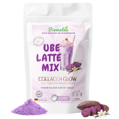 Ube Latte Mix instant "Collagen Glow" – Beauty Latte mit Kollagen, Banane & Yamswurzel Pulver