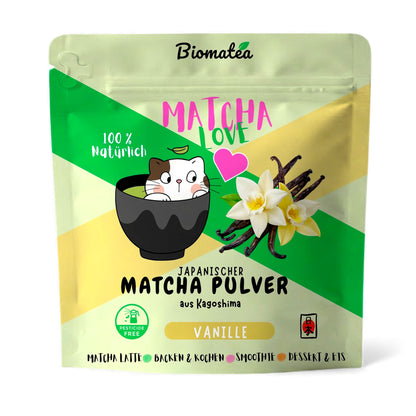 Matcha Love, 50 g japanischer Matcha Tee Pulver mit Bourbon Vanille Geschmack