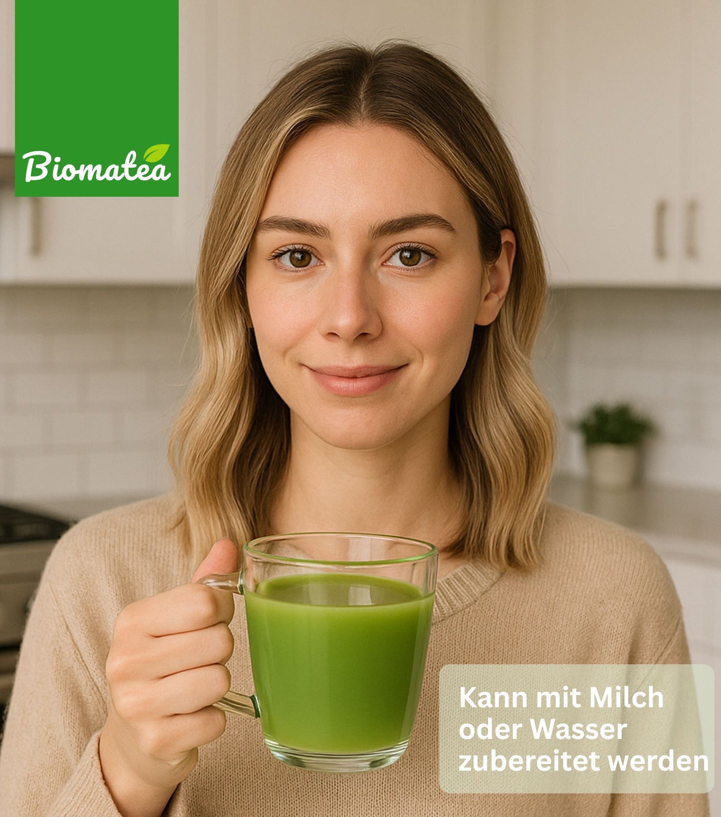 Biomatea Matcha mit Sakura & Mango & Pfirsich, aus Japan, mit Zucker, 100g