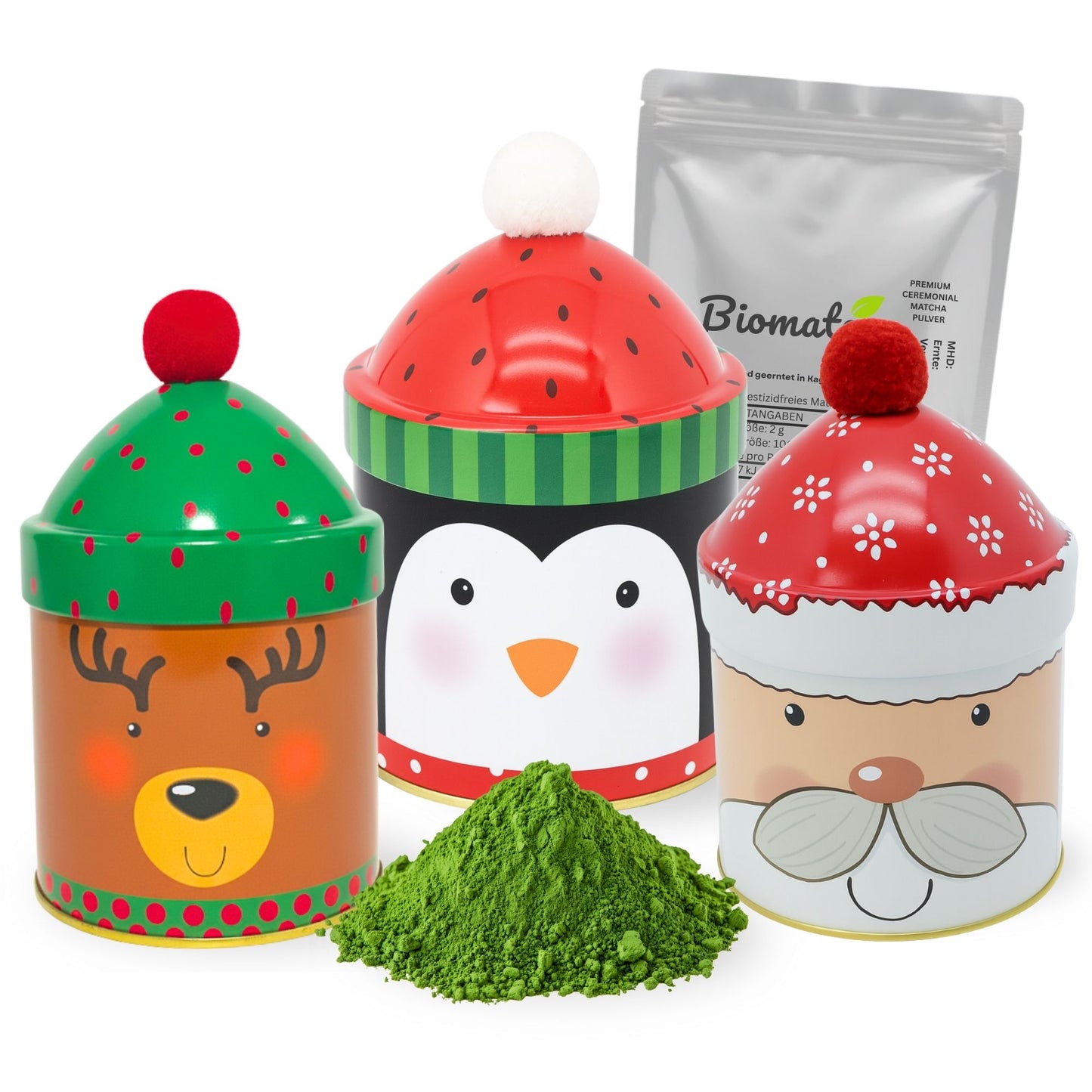 Weihnachten Matcha-Set | Japanischer ceremonial Matcha Pulver 30g + Weihnachts-Geschenkdose