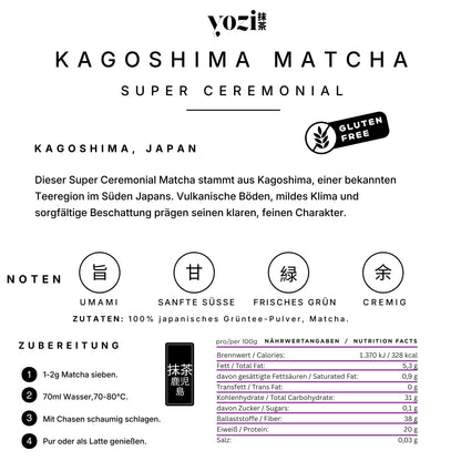 YOZI Super Ceremonial Matcha Tee Pulver 50g aus Japan Kagoshima, 1. Ernte