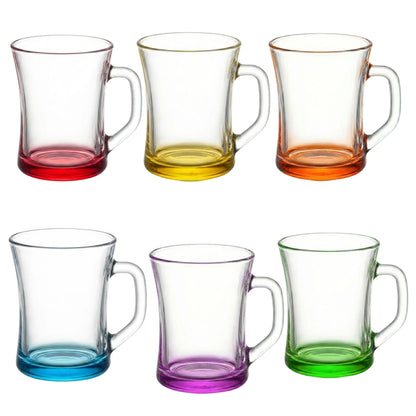 ZEN+ Bunte Gläser mit Henkel (6er Set) – Gehärtetes Glas & 6 Farben 225ml